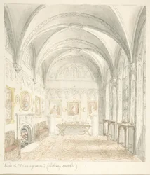 Lea Castle, Worcestershire, Speisesaal Blick nach Süden, ca. 1816