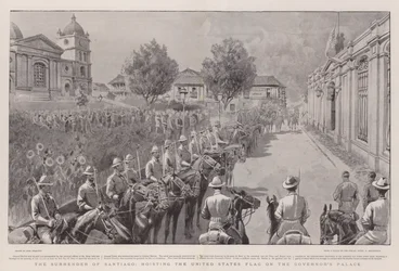 Die Kapitulation von Santiago, Hissen der US-Flagge auf dem Gouverneurspalast