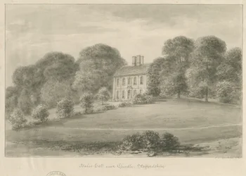 Cheadle - Hales Hall: Sepia-Waschzeichnung, 1841