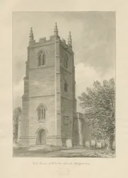 Ellastone Kirche (Sepia-Zeichnung)