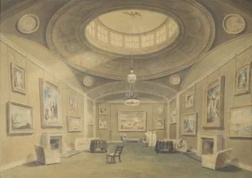 Skizze der Galerie von Sir John Leicester mit Bildern britischer Künstler, Hill Street, Berkley Square, 1806