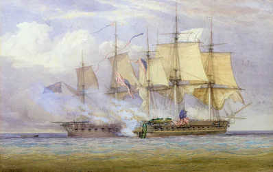 Der Moment des Sieges zwischen HMS 