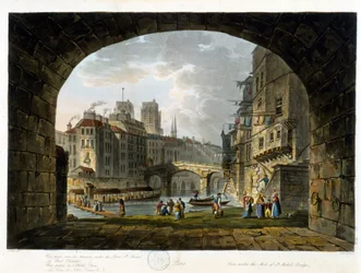 Paris: Pont de Chatelet und Hôtel Dieu - in "Paris vu par J.C. Matttes", Ed. Miller, London