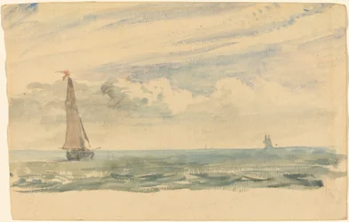 Eine Meereslandschaft mit zwei Segelbooten