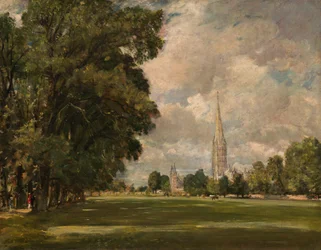 Kathedrale von Salisbury von Lower Marsh Close, 1820