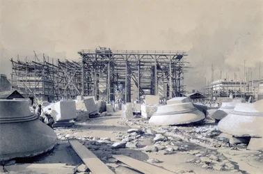 Bau des Euston Arch, Oktober 1837