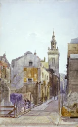 College Hill und die Kirche St. Michael Paternoster Royal, City of London