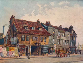 Häuser auf der Westseite der Church Street, Lambeth, Lambeth Bridge Road, London, um 1874