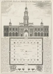 Erhebung, Plan und Geschichte der Royal Exchange of London