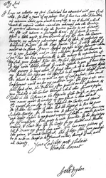 Brief vom Dichter Laureate, John Dryden, an Laurence Hyde, Earl of Rochester und Erster Lord des Schatzamtes, in dem er um sein Gehalt für ein halbes Jahr bittet und auch um eine Stelle im Zoll oder in der Steuerverwaltung
