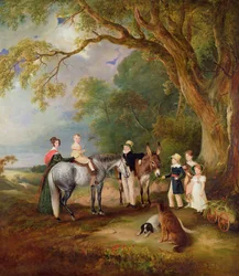 Miss Catherine Herrick mit ihren Nichten und Neffen, den fünf älteren Kindern von Rev. und Mrs. Henry Palmer, 1827