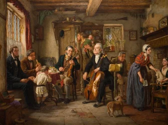 Eine Philharmonische Probe in einem Bauernhaus, 1860