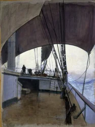 Szene auf dem Deck des Bootes 