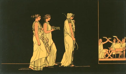 Penelope trägt den Bogen des Odysseus zu den Freiern