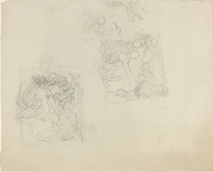 Studien für ein Denkmal mit Engeln, die sich zu einer betenden Figur hinabbeugen (recto und verso)