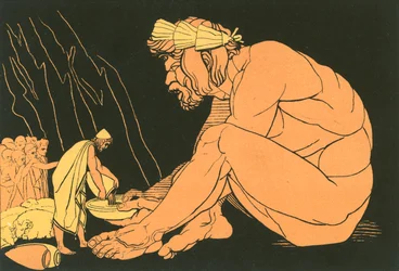 Odysseus gibt Polyphem Wein
