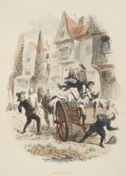 Titelseite aus Old St. Pauls, von William Harrison Ainsworth, veröffentlicht 1855 (handkolorierte Gravur)