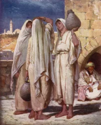 Syrische Frauen an einem Brunnen