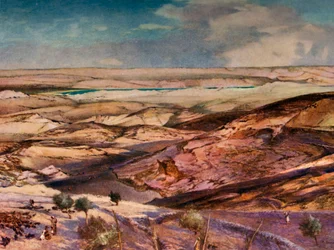 Die judäische Wüste und das Tote Meer vom höchsten Punkt des Ölbergs, 1902