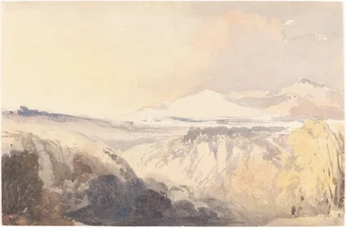 Landschaft mit fernem Gebirgszug