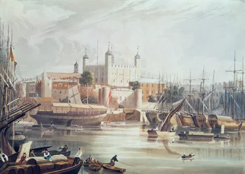 Ansicht des Tower of London, graviert von Daniel Havell (1785-1826), veröffentlicht in Ackermann