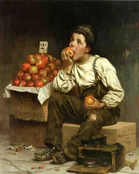 Ein Junge beim Äpfelessen, 1878
