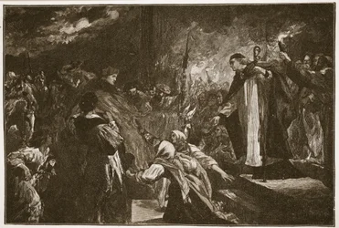 Kardinal Wolsey in der Abtei von Leicester, Illustration aus 
