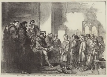 König Alfred der Große lehrt die angelsächsische Jugend