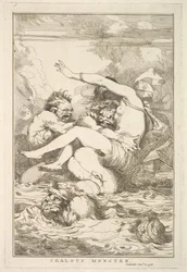 Eifersüchtiges Monster aus Fünfzehn Radierungen Sir Joshua Reynolds gewidmet, 8. Dezember 1778