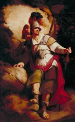 Sir Arthegal, der Ritter der Gerechtigkeit, mit Talus, dem eisernen Mann (aus Spensers „The Faerie Queene“)