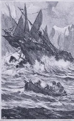 Die Vittoria beendete die erste Weltumsegelung im September 1522, Newnes Pictorial Knowledge veröffentlicht von Newnes, ca. 1950er