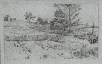 Landschaft mit Steinmauer (Skizze der Felder)