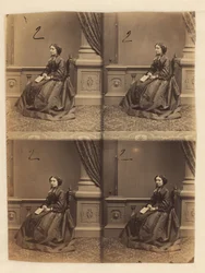 Unzerschnittener Probedruckbogen mit Carte-de-Visite-Porträts