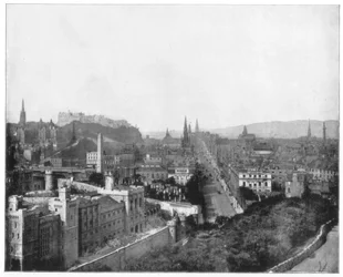 Edinburgh und Scotts Monument, spätes 19. Jahrhundert