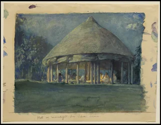 Hütte im Mondlicht, Iva, Savaii, Oktober 1890, 1890