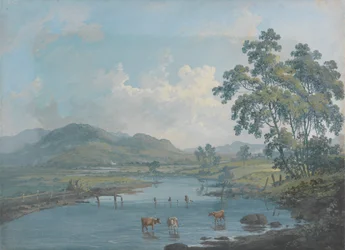 Flusslandschaft mit Viehtränke