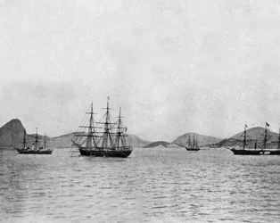 Hafen von Rio de Janeiro in Brasilien (s/w Foto)