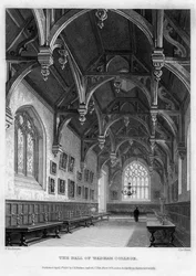 Die Halle des Wadham College, Universität Oxford, 1836