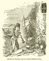 Blondel, der Minnesänger, unter den Mauern von Richards Gefängnis