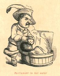 Parlament in heißem Wasser, 1897
