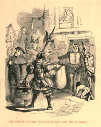 Die Bürger von Brügge versorgen Wolseys Gefolge mit Proviant