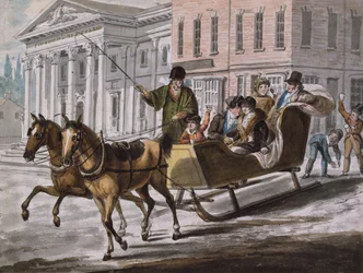 Winterszene in Philadelphia—Die Bank der Vereinigten Staaten im Hintergrund