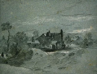 Ein Cottage in einer bewaldeten Landschaft