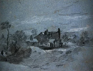 Ein Cottage in einer bewaldeten Landschaft