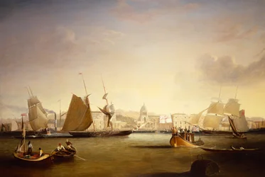 Schiffe segeln vom Greenwich Palace