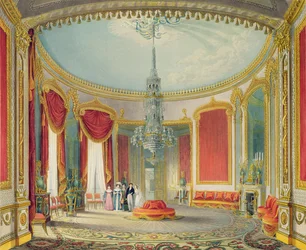 Der Salon in seiner Endphase aus Ansichten des Royal Pavilion, Brighton von John Nash, 1826