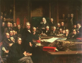 Lord Palmerston spricht vor dem Unterhaus während der Debatten über den Vertrag mit Frankreich im Februar 1860, 1863