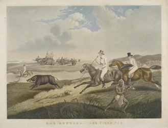 Schweinejagd: Das müde Schwein, graviert von S.W. Fores (1785-1825) ca. 1840
