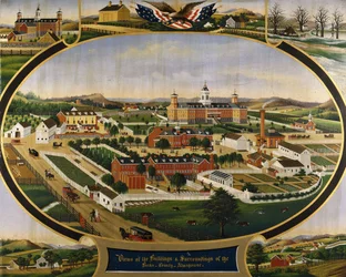 Ansichten der Gebäude und Umgebung des Berks County Almshouse