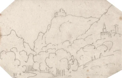 Bergblick mit Gebäuden